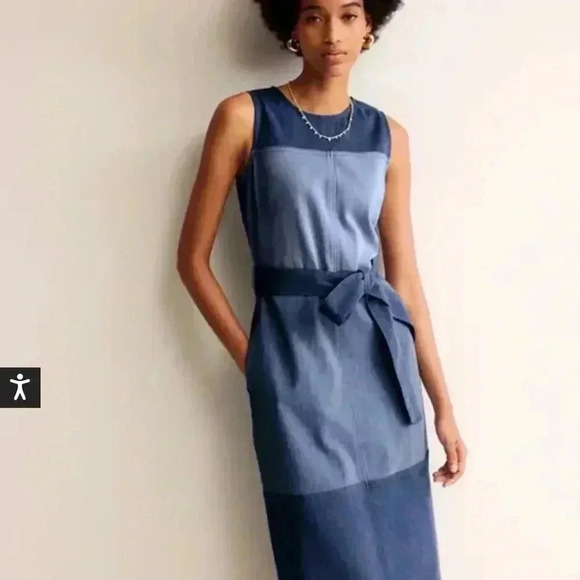BODEN Hotch Denim Midi DressHotched Denim Size 6p - Picture 1 of 12